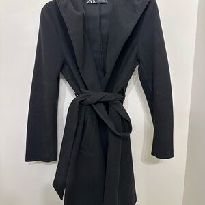 Zara Elegant Black Wrap Coat